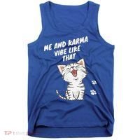 Me And Karma Vibe Like That Funny Groovy Hippie Flower Retro Tank Top thumb 0