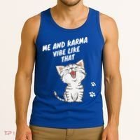 Me And Karma Vibe Like That Funny Groovy Hippie Flower Retro Tank Top thumb 3
