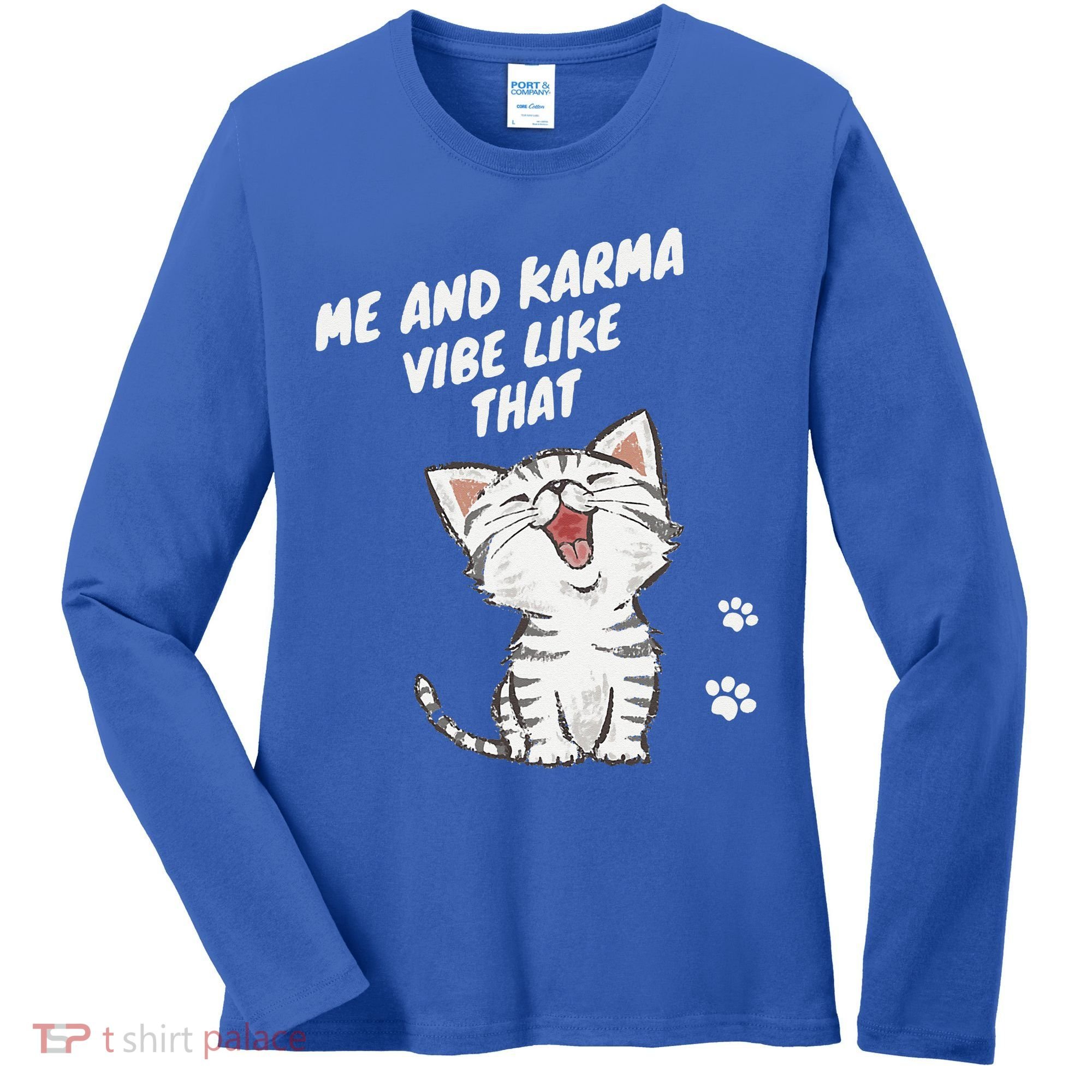 Me And Karma Vibe Like That Funny Groovy Hippie Flower Retro Women's Long Sleeve Shirt
