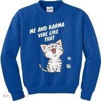 Me And Karma Vibe Like That Funny Groovy Hippie Flower Retro Kids Sweatshirt thumb 0