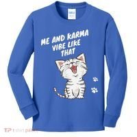 Me And Karma Vibe Like That Funny Groovy Hippie Flower Retro Kids Long Sleeve Shirt thumb 0