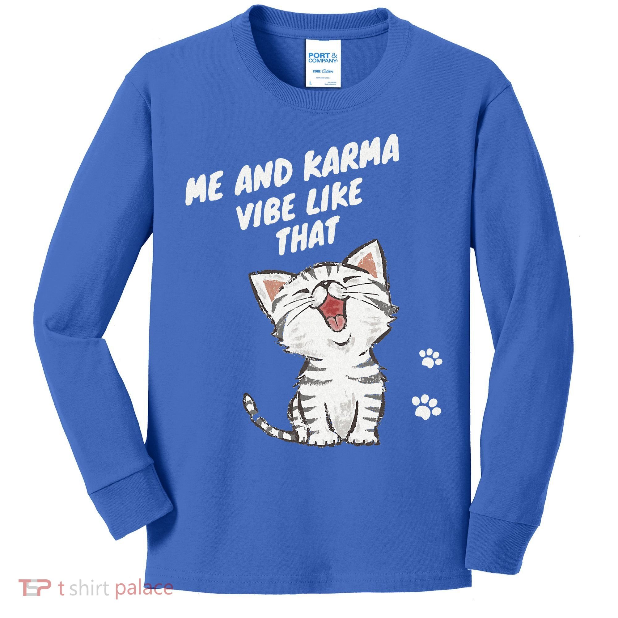Me And Karma Vibe Like That Funny Groovy Hippie Flower Retro Kids Long Sleeve Shirt