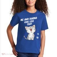 Me And Karma Vibe Like That Funny Groovy Hippie Flower Retro Kids T-Shirt thumb 2