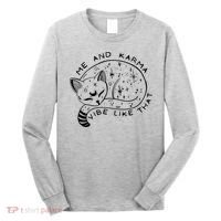 Me An Karma Vibe Like That Funny Lazy Cat Long Sleeve Shirt thumb 0