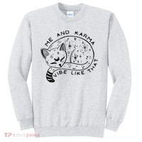 Me An Karma Vibe Like That Funny Lazy Cat Sweatshirt thumb 0