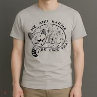 Me An Karma Vibe Like That Funny Lazy Cat T-Shirt thumb 3