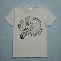 Me An Karma Vibe Like That Funny Lazy Cat T-Shirt thumb 5