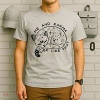 Me An Karma Vibe Like That Funny Lazy Cat T-Shirt thumb 6