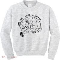 Me An Karma Vibe Like That Funny Lazy Cat Kids Sweatshirt thumb 0