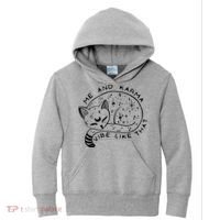 Me An Karma Vibe Like That Funny Lazy Cat Kids Hoodie thumb 0
