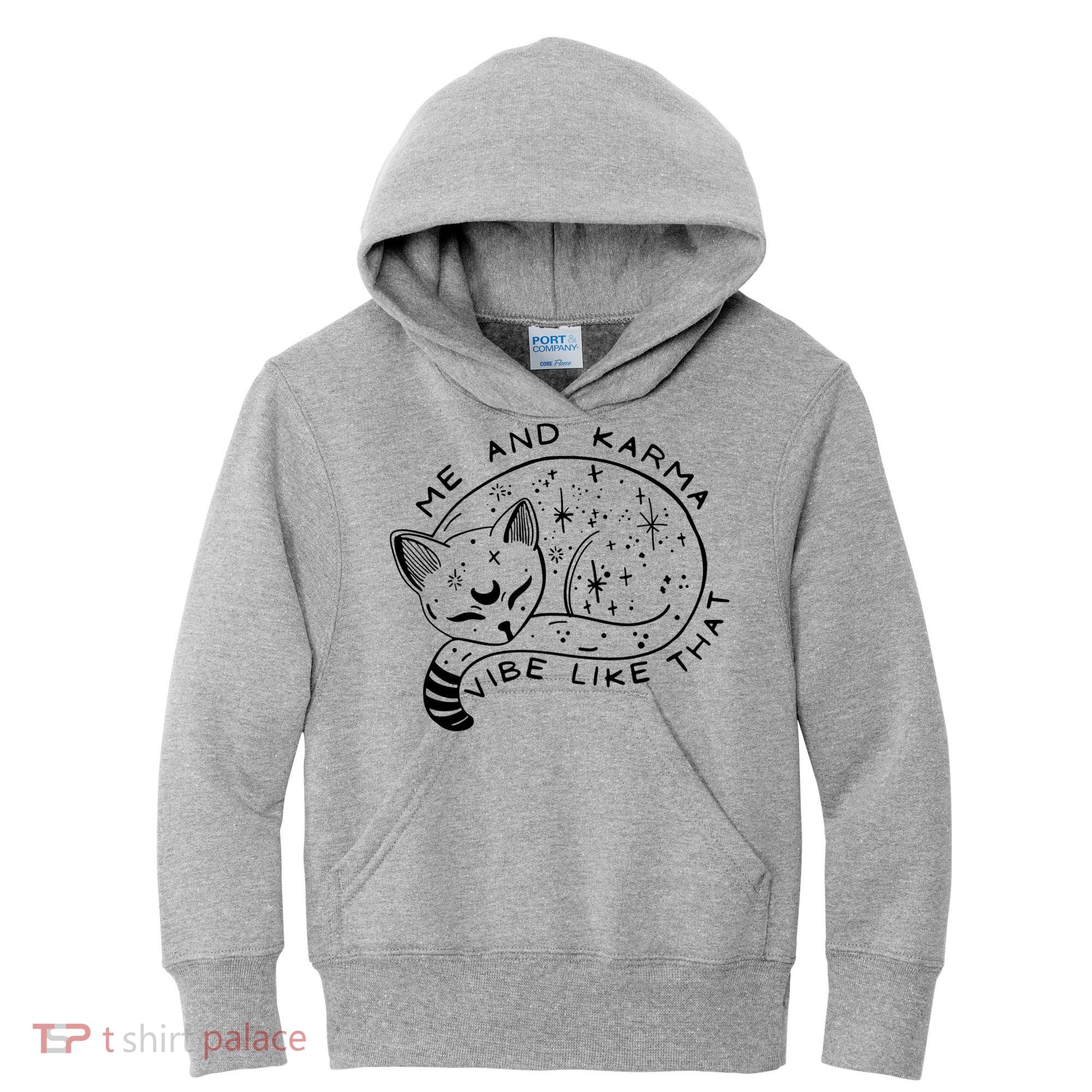 Me An Karma Vibe Like That Funny Lazy Cat Kids Hoodie