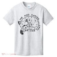 Me An Karma Vibe Like That Funny Lazy Cat Kids T-Shirt thumb 0