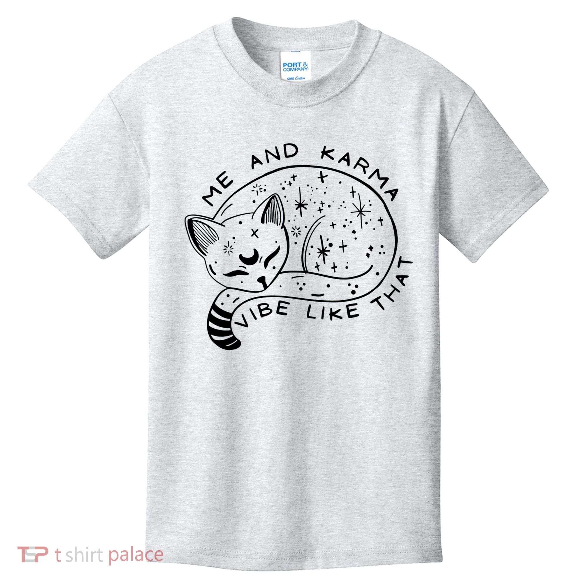 Me An Karma Vibe Like That Funny Lazy Cat Kids T-Shirt