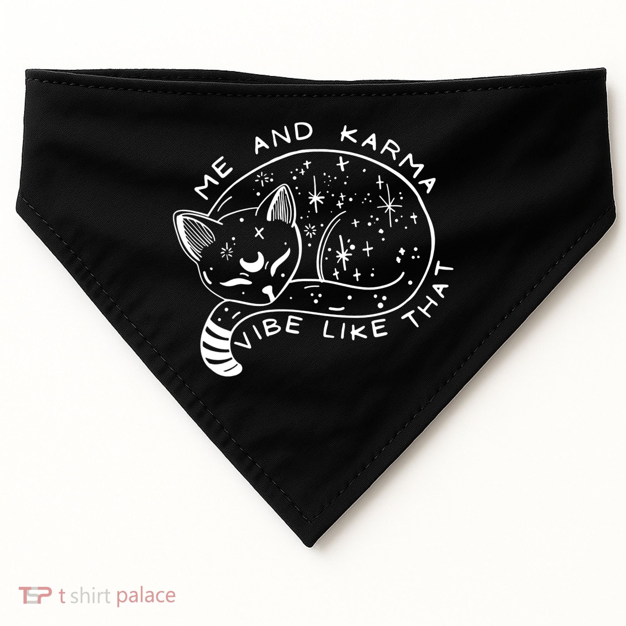 Me An Karma Vibe Like That Funny Lazy Cat USA-Made Doggie Bandana