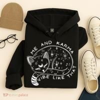 Me An Karma Vibe Like That Funny Lazy Cat Hoodie thumb 4