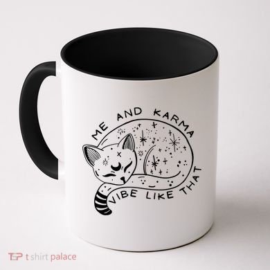 Me An Karma Vibe Like That Funny Lazy Cat Coffee Mug