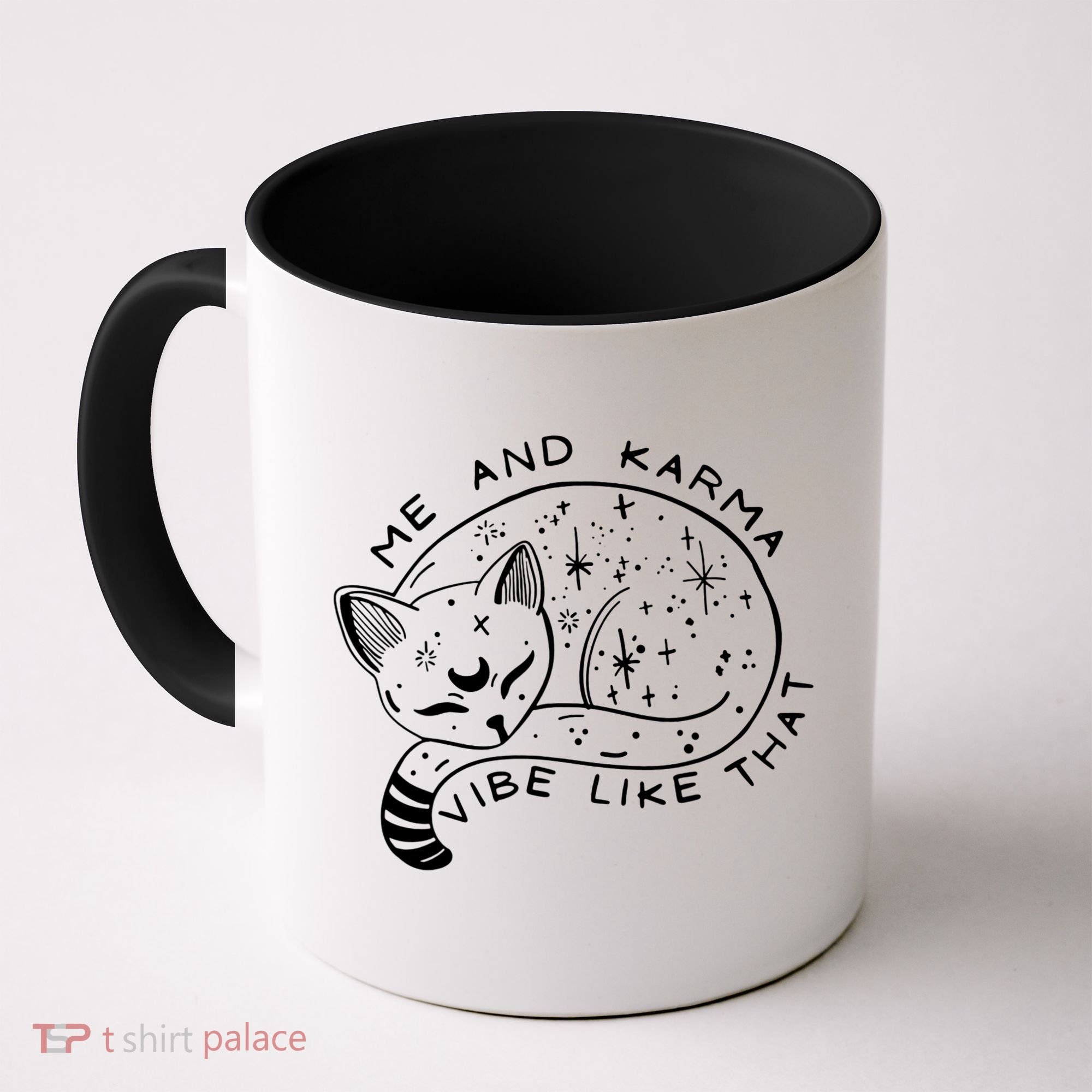 Me An Karma Vibe Like That Funny Lazy Cat Coffee Mug