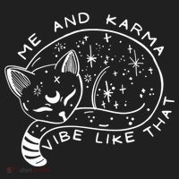 Me An Karma Vibe Like That Funny Lazy Cat Beanie thumb 2