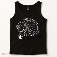 Me An Karma Vibe Like That Funny Lazy Cat Tank Top thumb 2