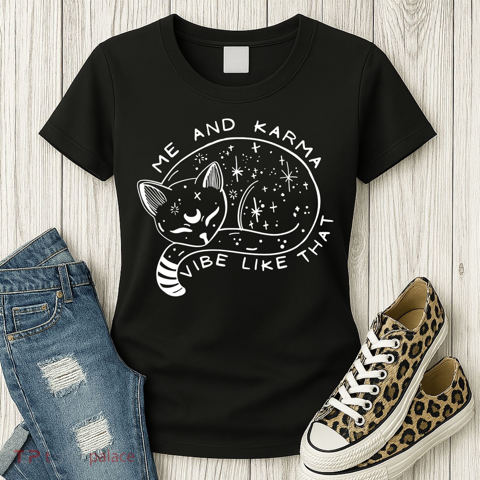 Me An Karma Vibe Like That Funny Lazy Cat Women's T-Shirt