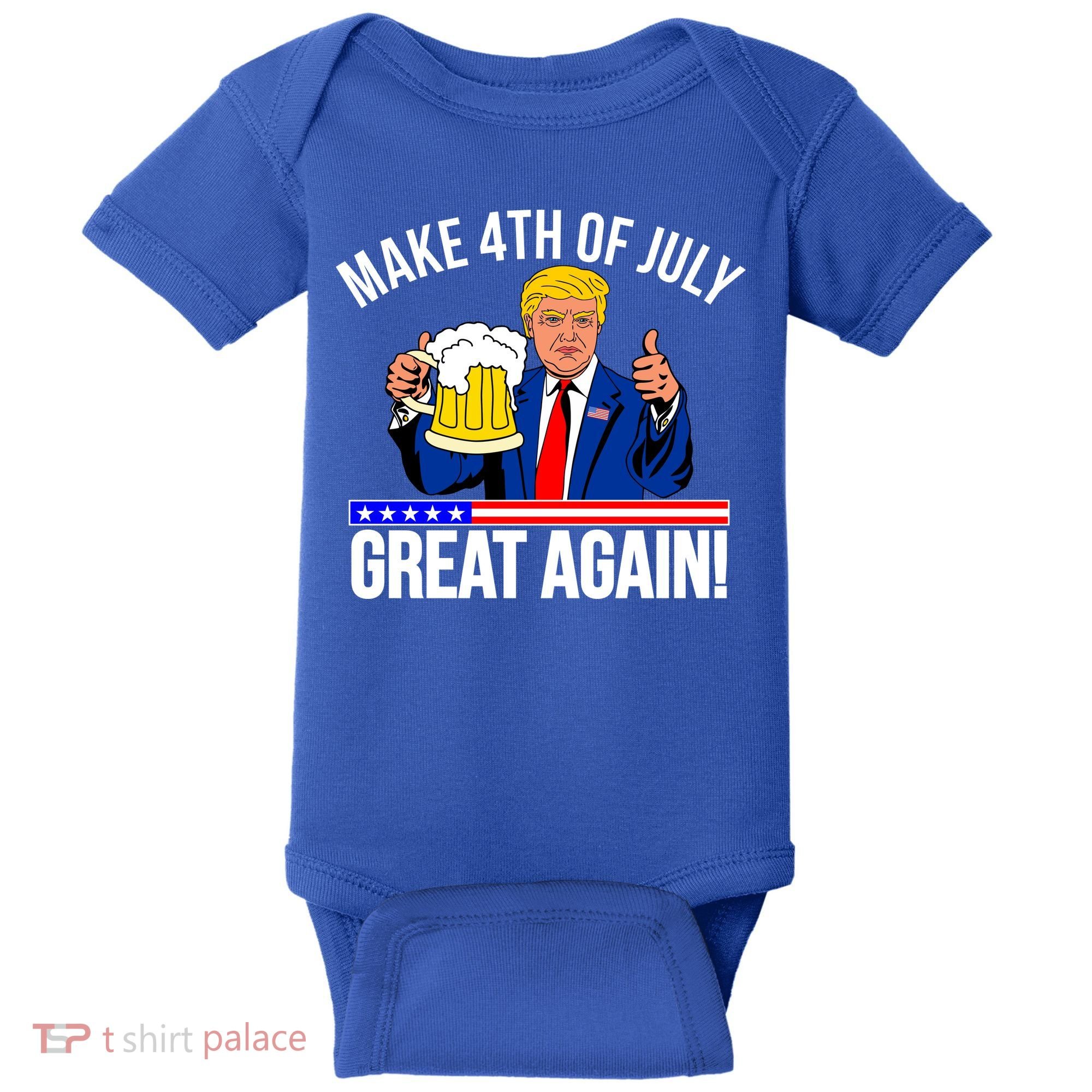 Make 4th of July Great Again! Donald Trump Beer USA Baby Bodysuit