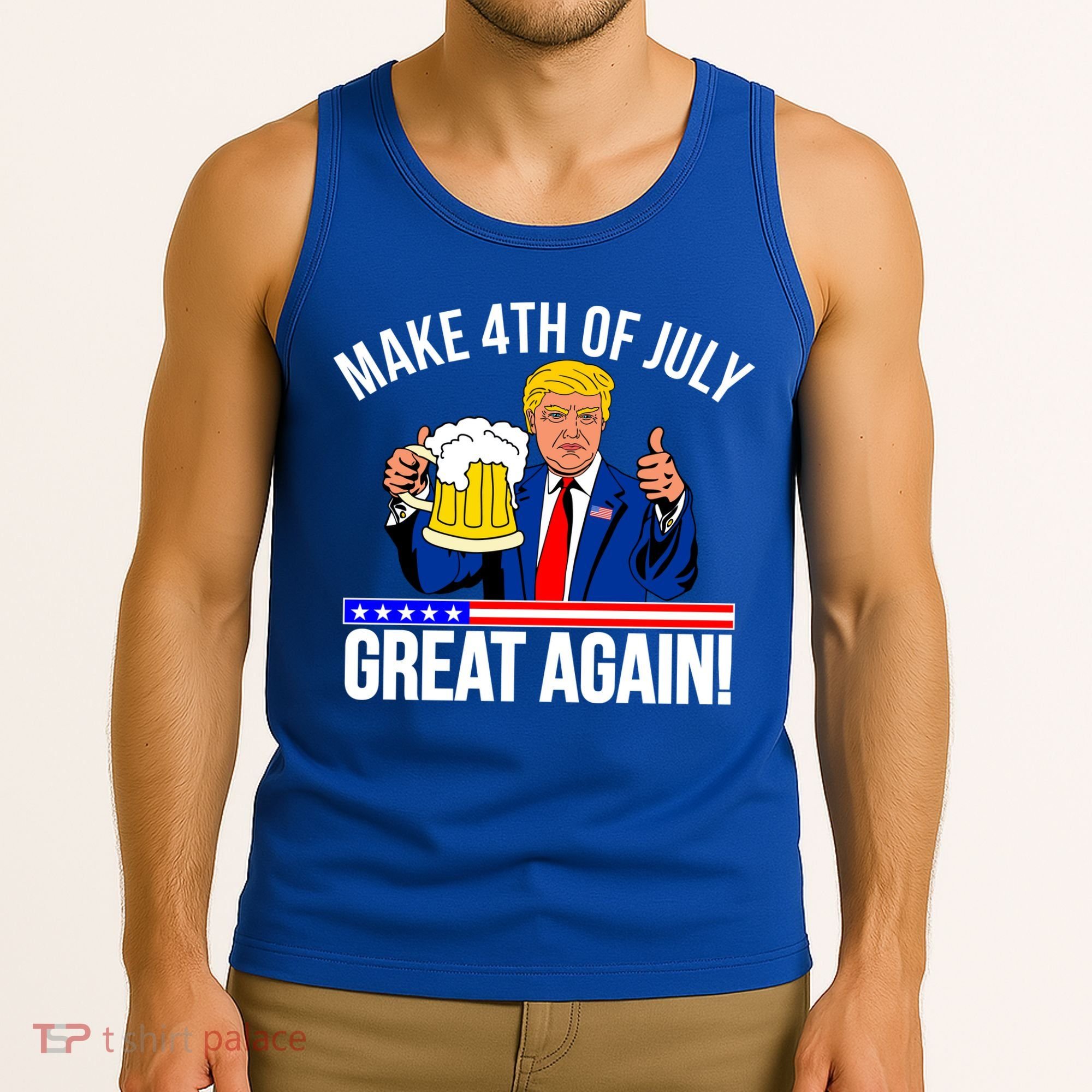 Make 4th of July Great Again! Donald Trump Beer USA Tank Top
