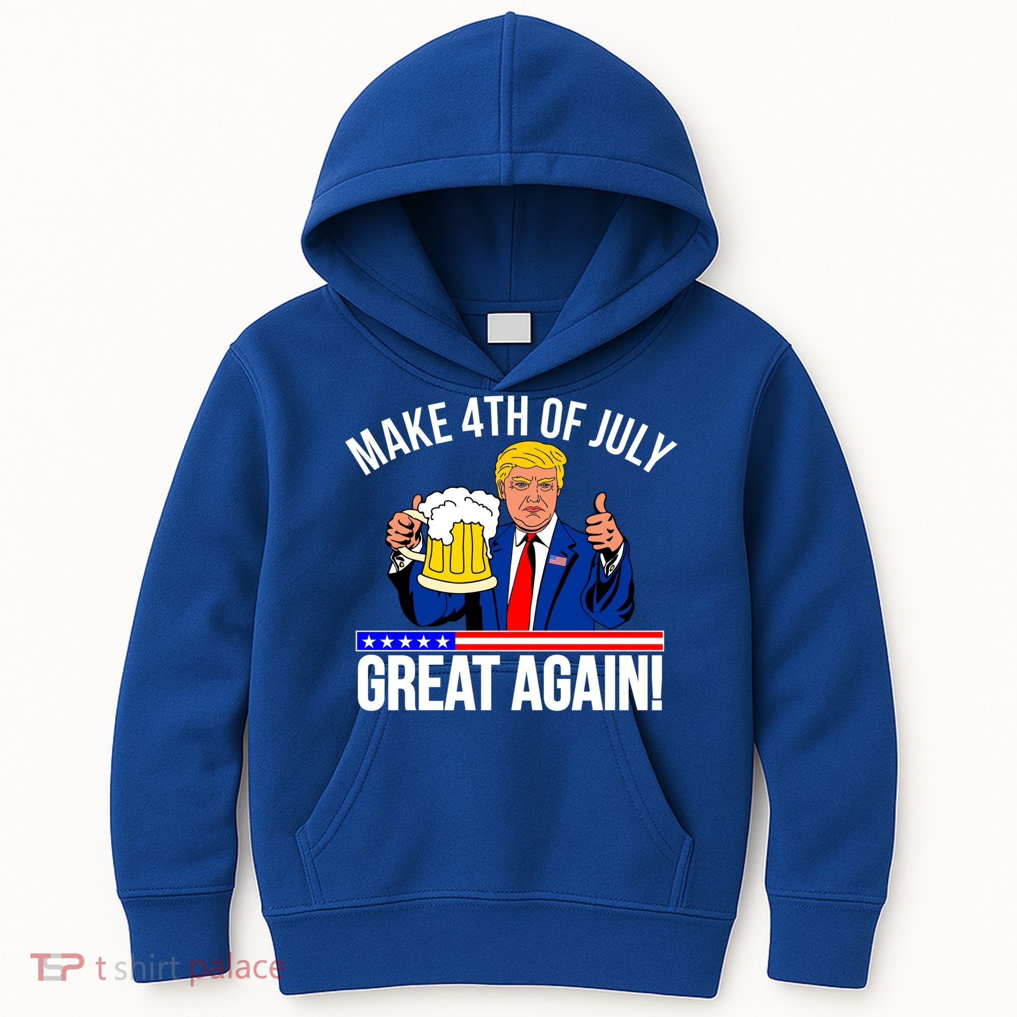 Make 4th of July Great Again! Donald Trump Beer USA Kids Hoodie