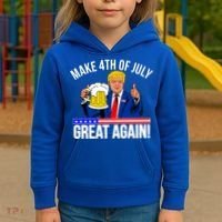 Make 4th of July Great Again! Donald Trump Beer USA Kids Hoodie thumb 3
