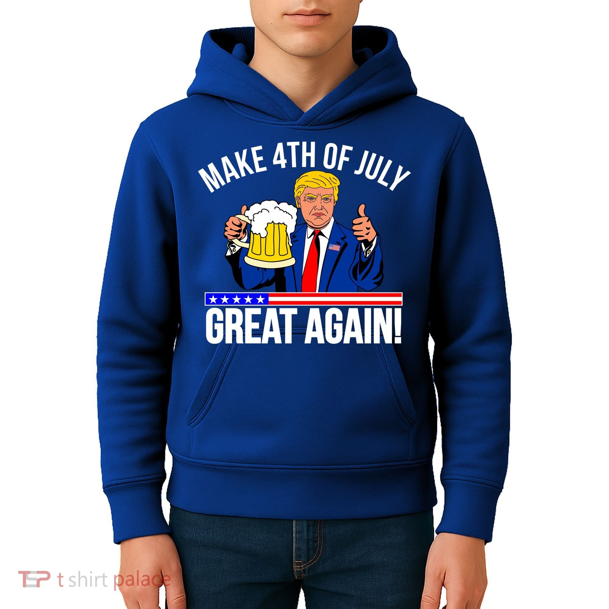 Make 4th of July Great Again! Donald Trump Beer USA Kids Hoodie