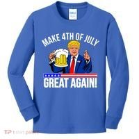 Make 4th of July Great Again! Donald Trump Beer USA Kids Long Sleeve Shirt thumb 0