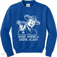 Make America Drink Again Donald Trump Cinco De Mayo Kids Sweatshirt thumb 0