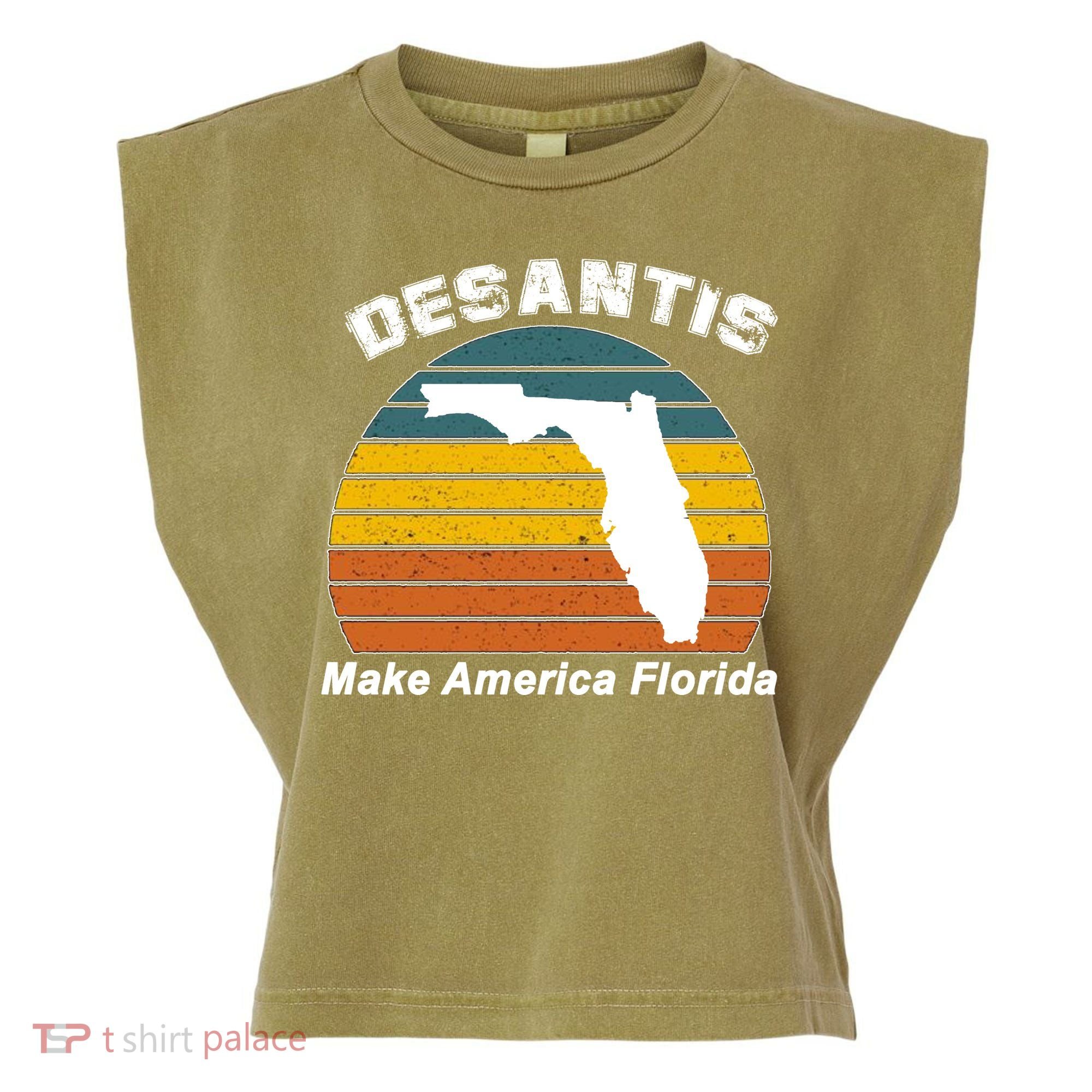 Make America Florida DeSantis 2024 Election Garment-Dyed Women's Muscle Tee