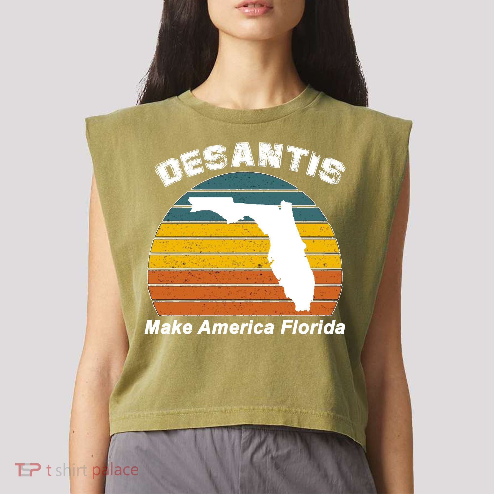 Make America Florida DeSantis 2024 Election Garment-Dyed Women's Muscle Tee
