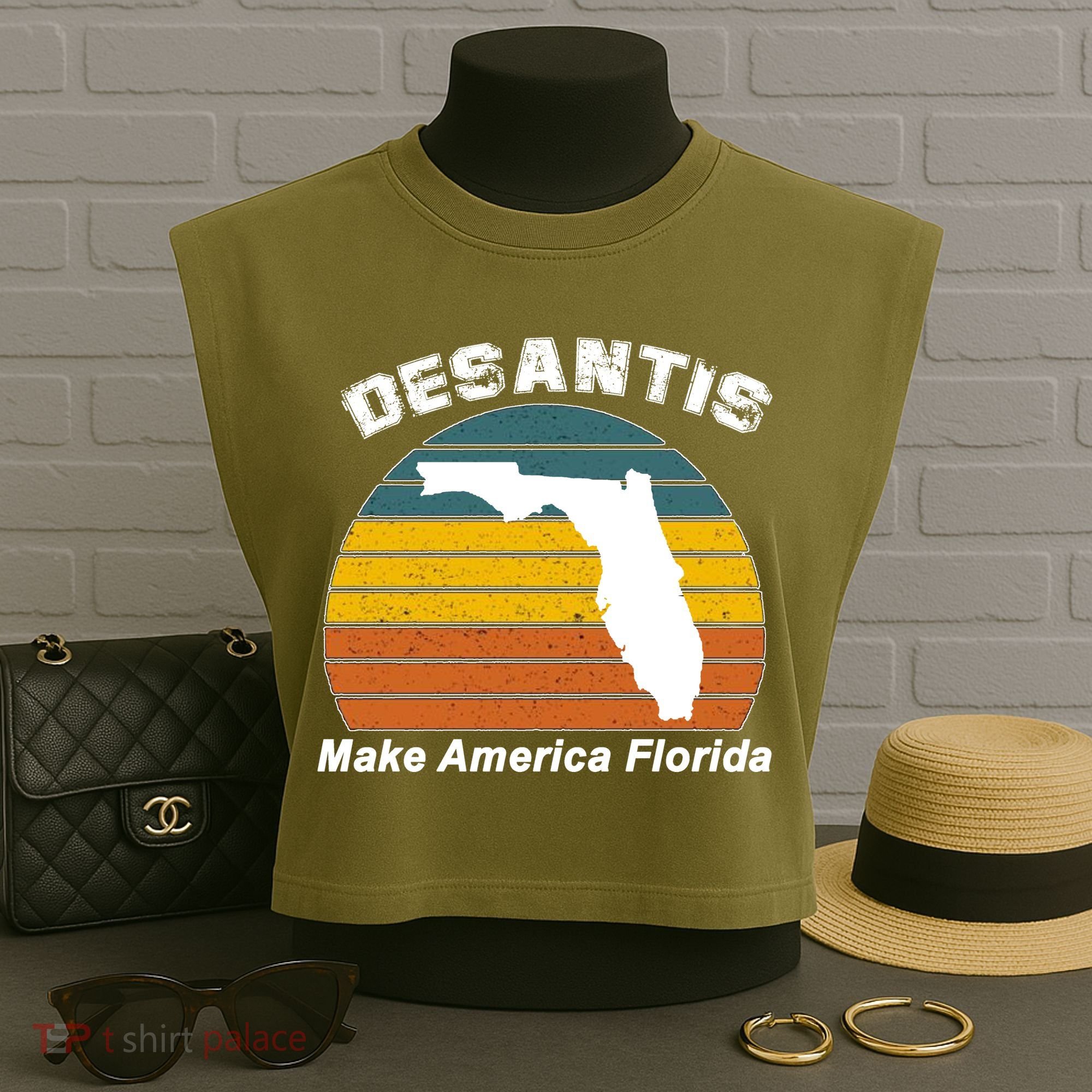 Make America Florida DeSantis 2024 Election Garment-Dyed Women's Muscle Tee