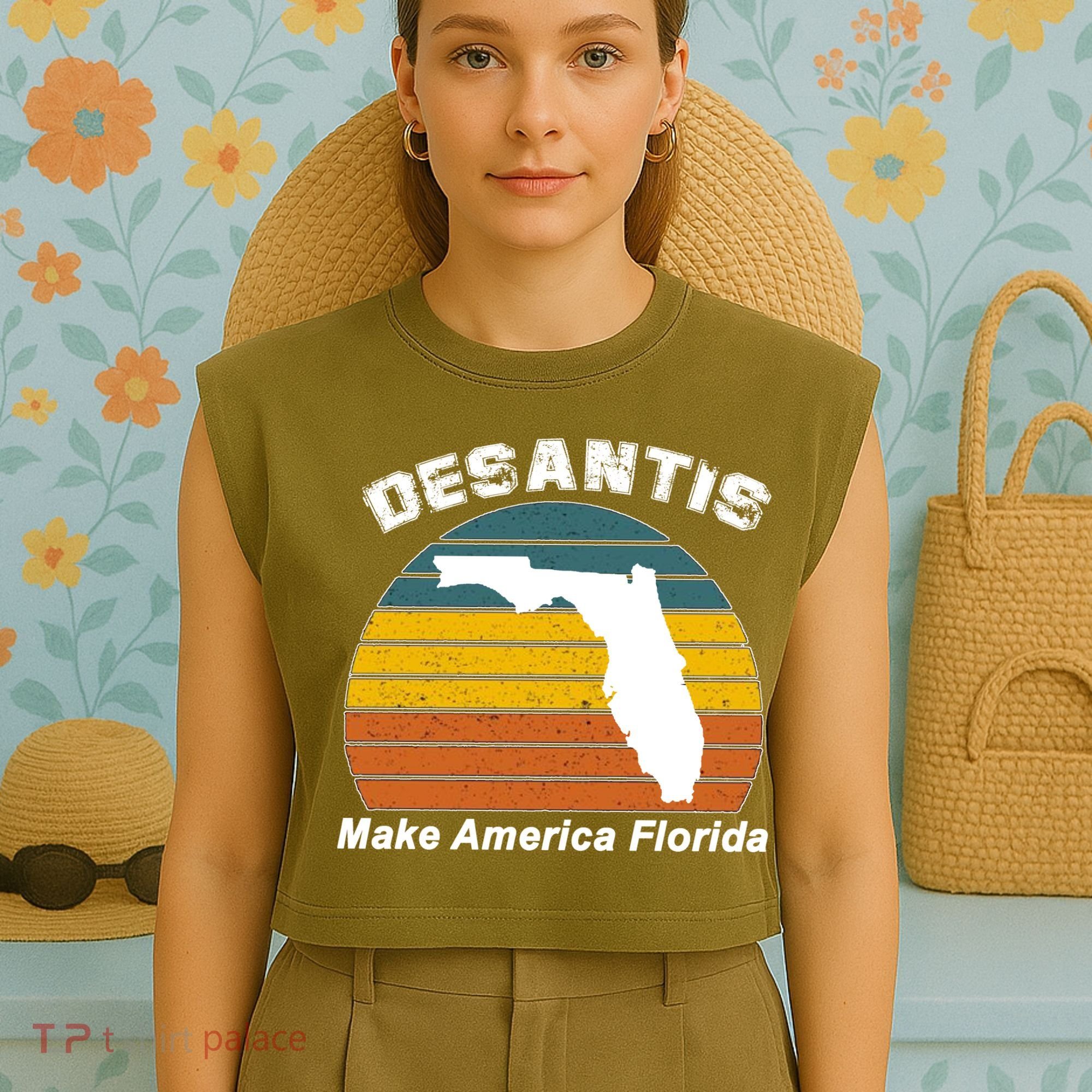 Make America Florida DeSantis 2024 Election Garment-Dyed Women's Muscle Tee