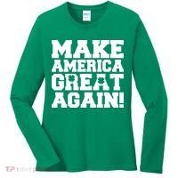 Make America Great Again! Donald Trump St. Patrick's Day Clover Shamrocks Women's Long Sleeve Shirt thumb 0