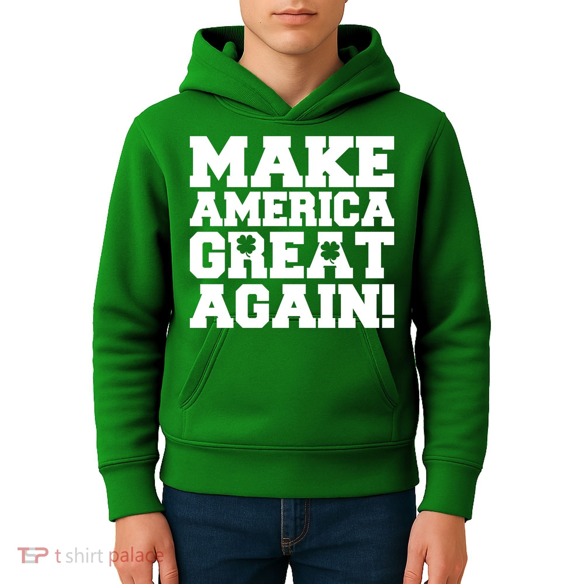 Make America Great Again! Donald Trump St. Patrick's Day Clover Shamrocks Kids Hoodie