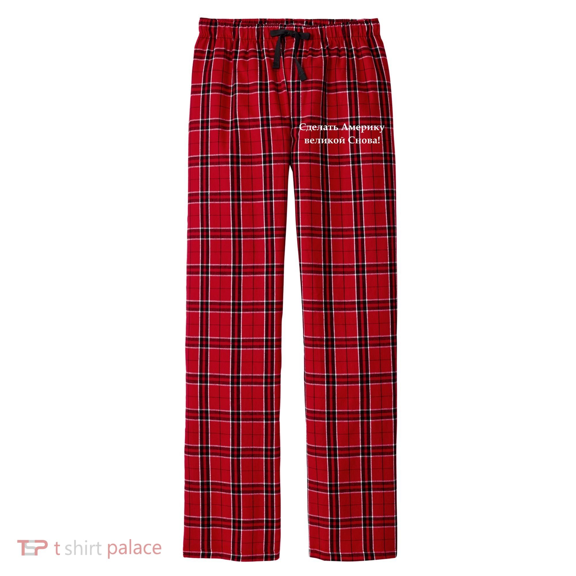 Make America Great Again Russian Language Translation Text Men's Flannel Plaid Pajama Pants