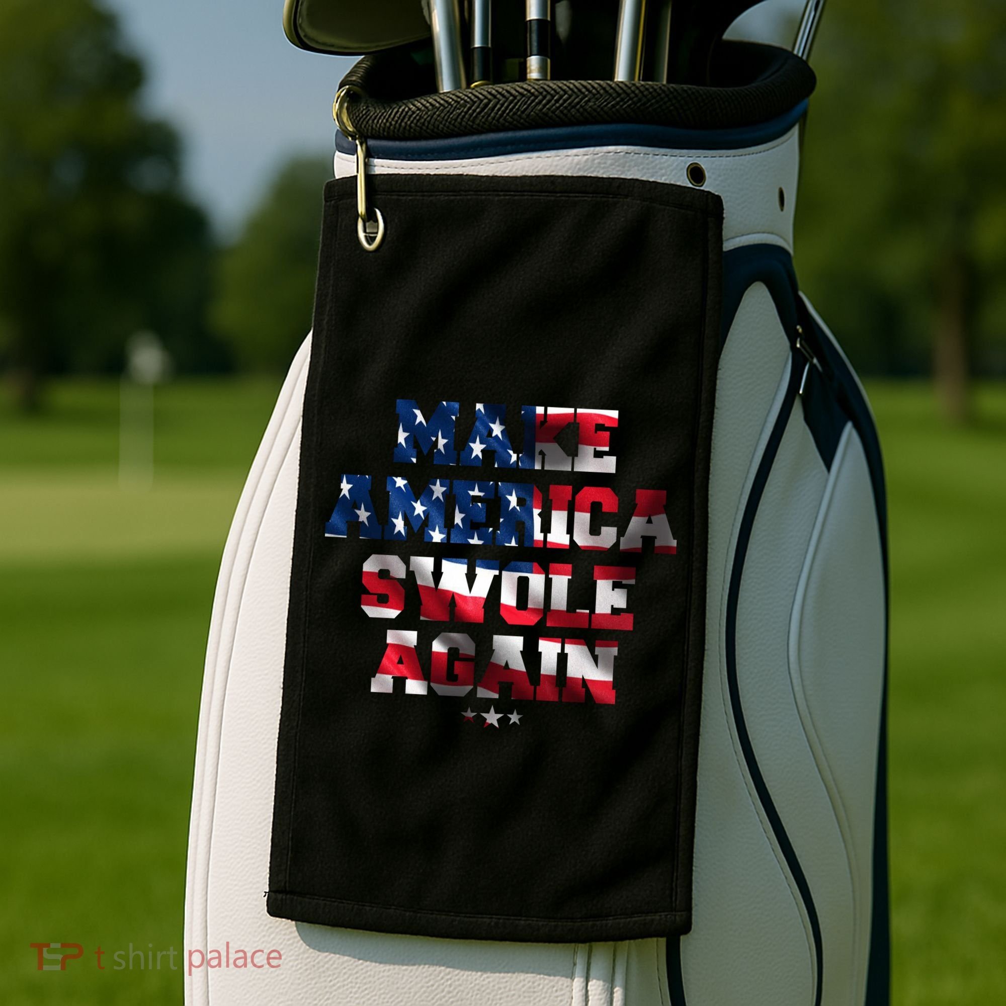 Make America Swole Again 4th of July USA Flag Golf Towel