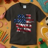 Make America Swole Again 4th of July USA Flag Kids T-Shirt thumb 3
