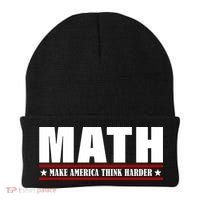 Make America Think Harder Funny Math Beanie thumb 0