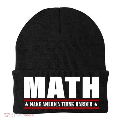Make America Think Harder Funny Math Beanie