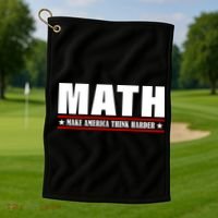 Make America Think Harder Funny Math Golf Towel thumb 1