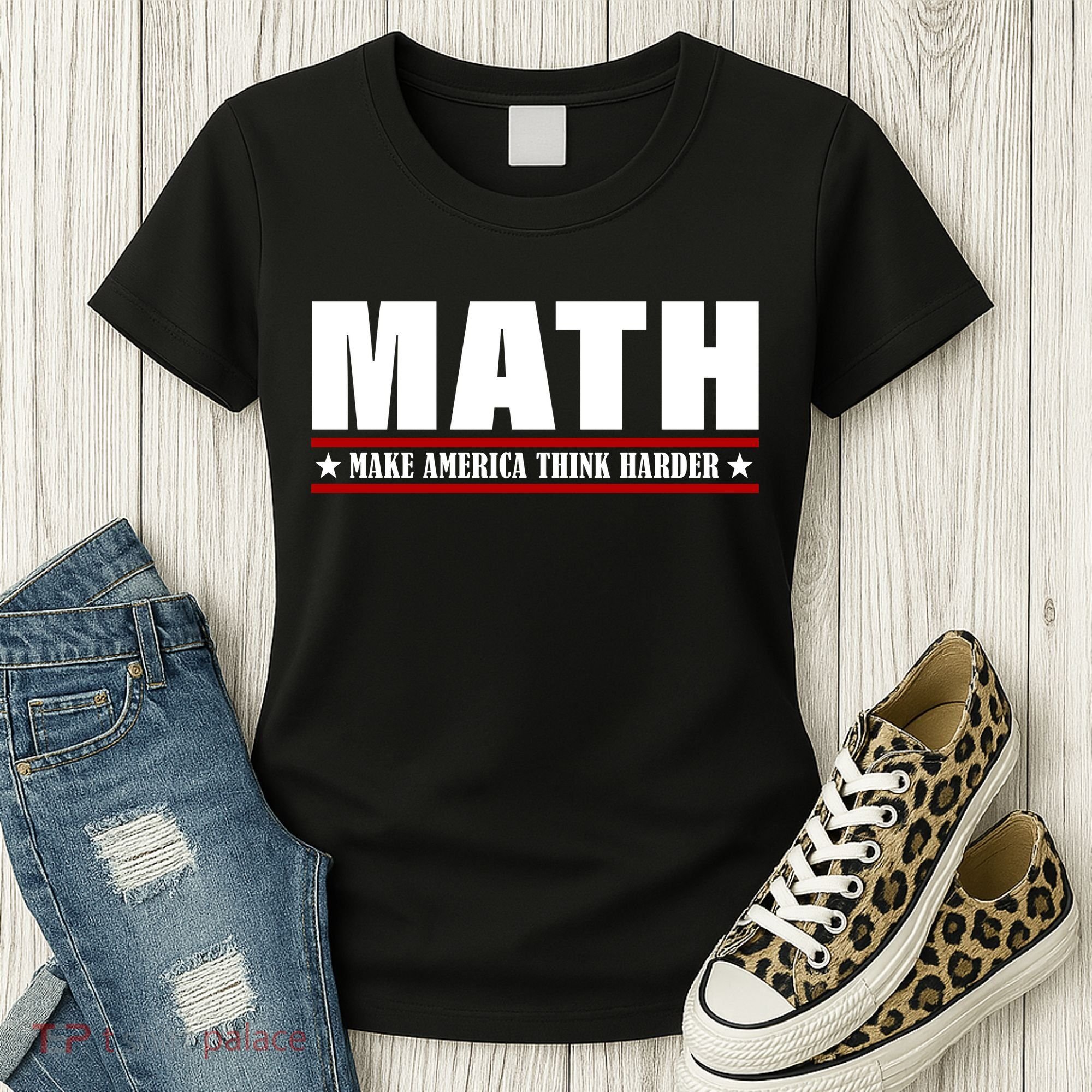 Make America Think Harder Funny Math Women's T-Shirt