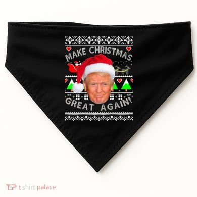 Make Christmas Great Again! Donald Trump Ugly Christmas Sweater USA-Made Doggie Bandana