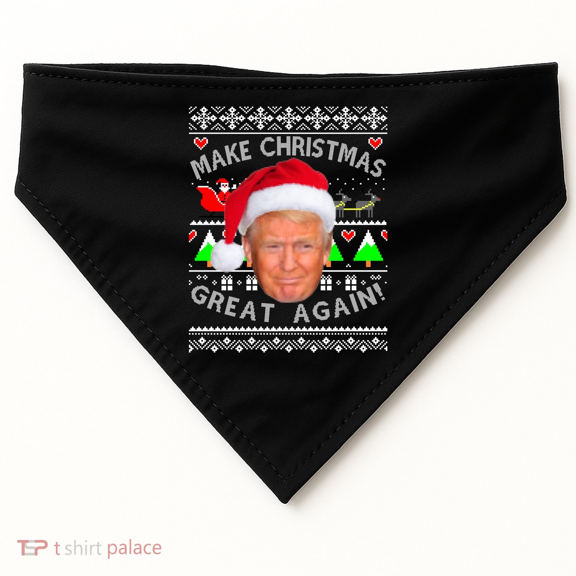 Make Christmas Great Again! Donald Trump Ugly Christmas Sweater USA-Made Doggie Bandana