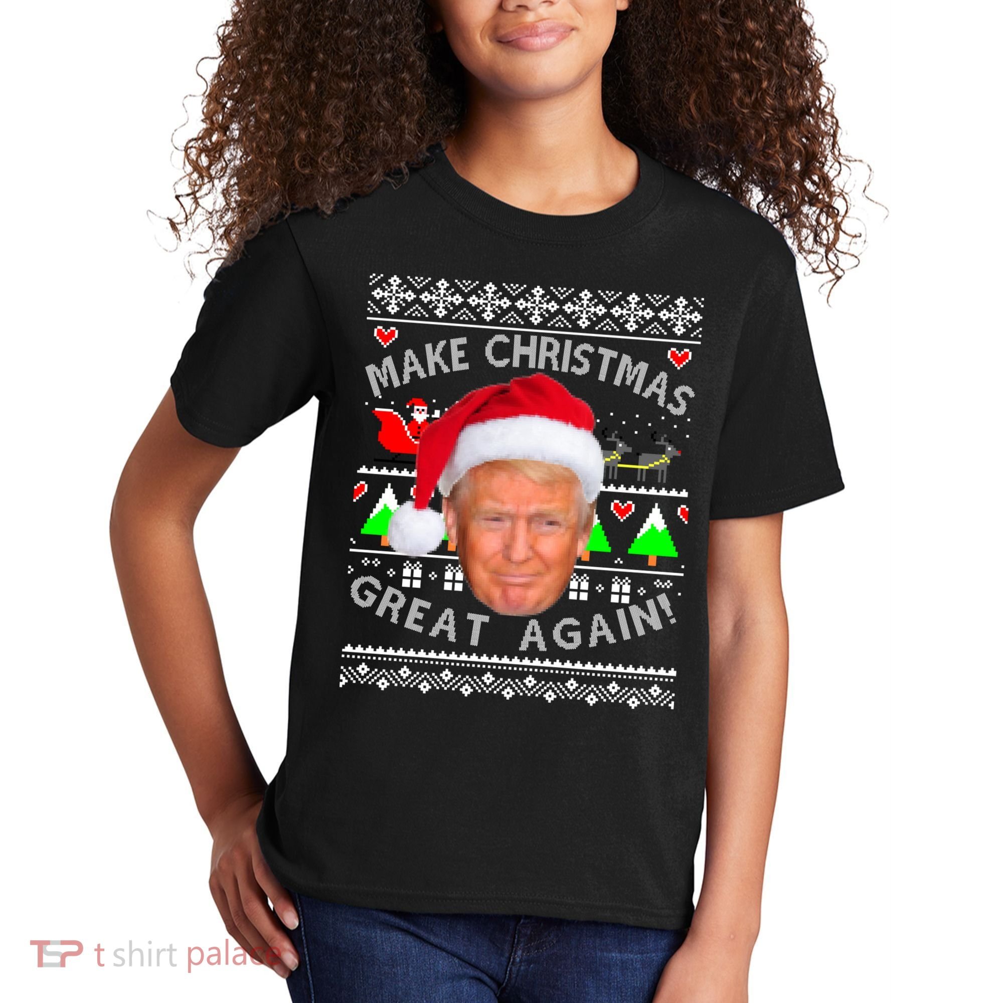 Make Christmas Great Again! Donald Trump Ugly Christmas Sweater Kids T-Shirt