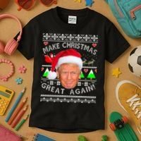 Make Christmas Great Again! Donald Trump Ugly Christmas Sweater Kids T-Shirt thumb 3