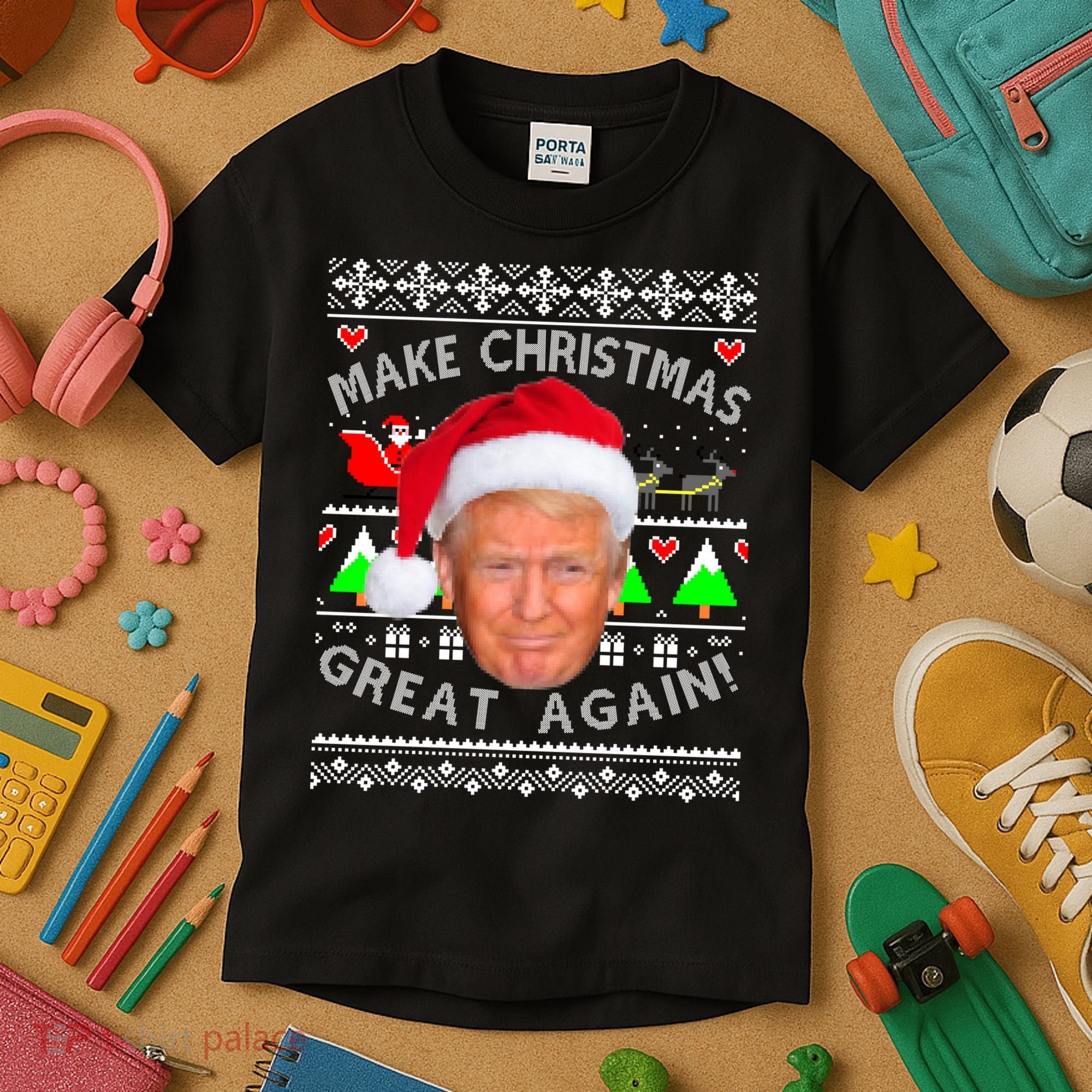 Make Christmas Great Again! Donald Trump Ugly Christmas Sweater Kids T-Shirt