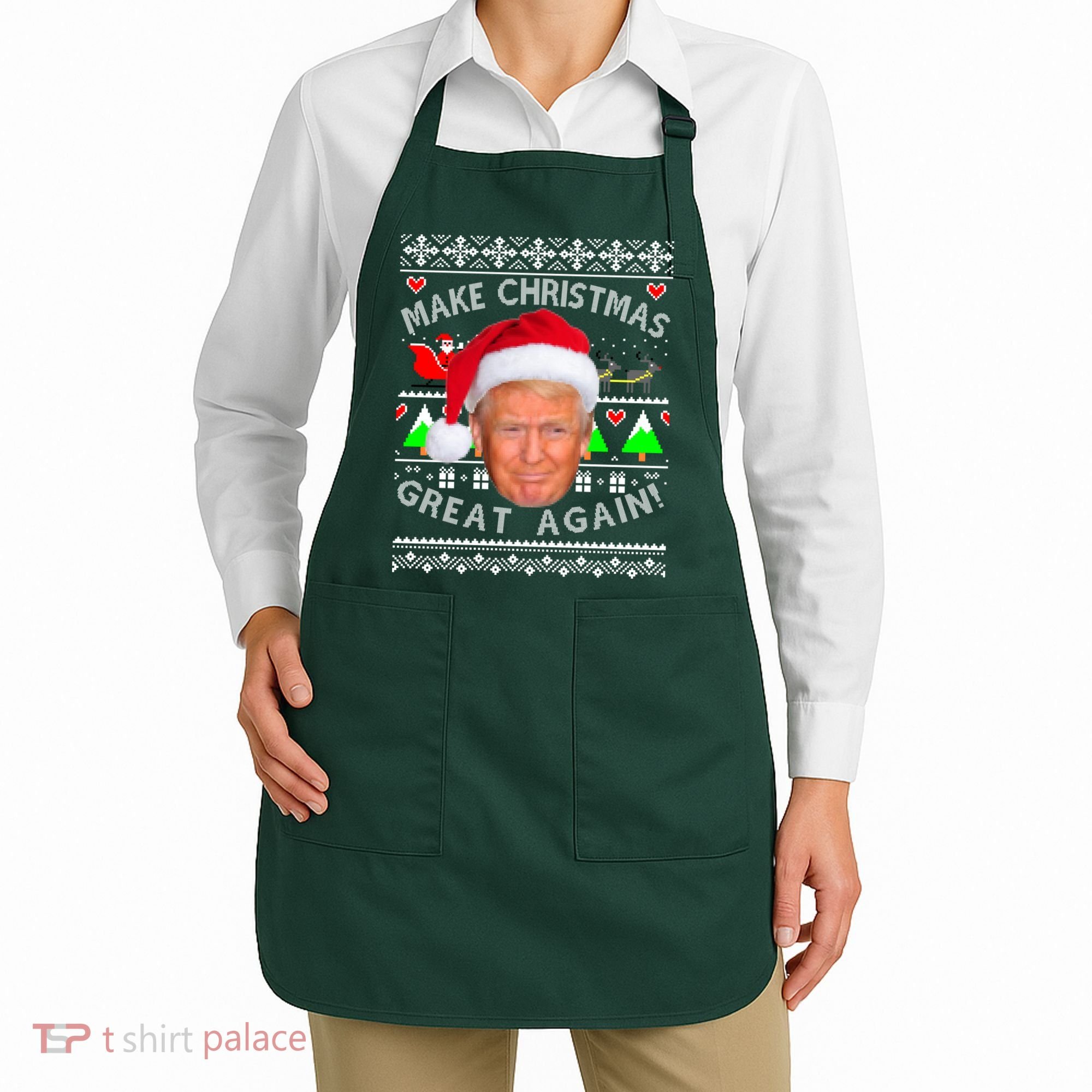 Make Christmas Great Again! Donald Trump Ugly Christmas Sweater Apron